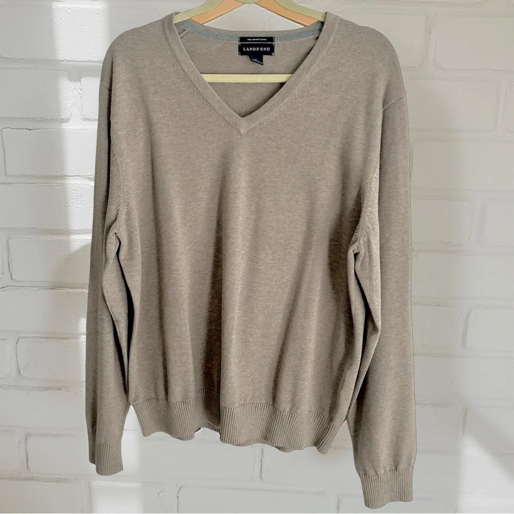 3 Men’s Land’s End V-Neck Pima Cotton Sweaters Sz Large NWOT - Picture 4 of 4